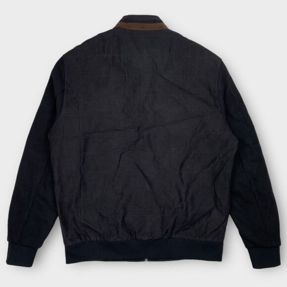 Barabas Bomber Jacket Mens Extra Large Quilted Wool Blend Zip Knit Sleeve Black - Picture 8 of 14